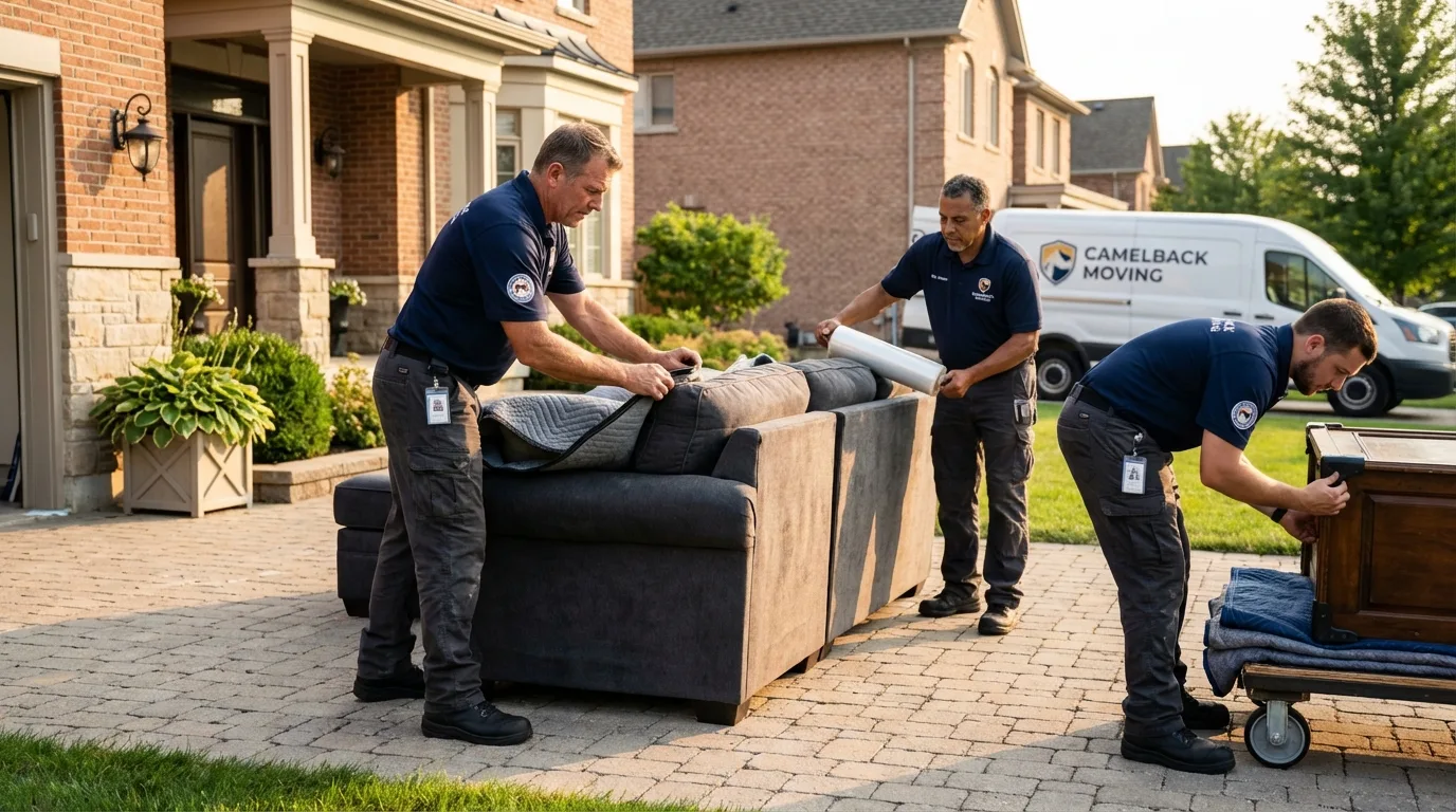 Large estate moving crew wrapping furniture in Wanchese, NC